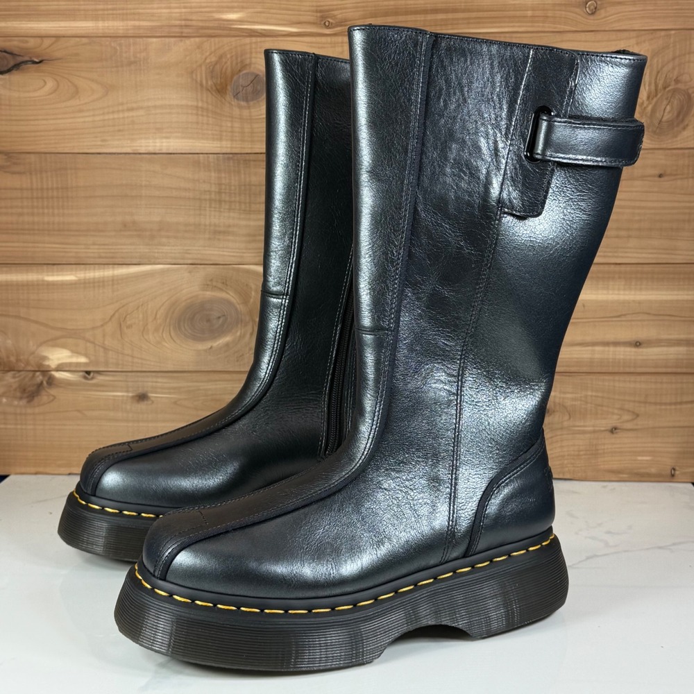 Dr. Martens Buzz Hi Eclipse Leather  Black Boots Square Toe Womens US 7 L Grunge